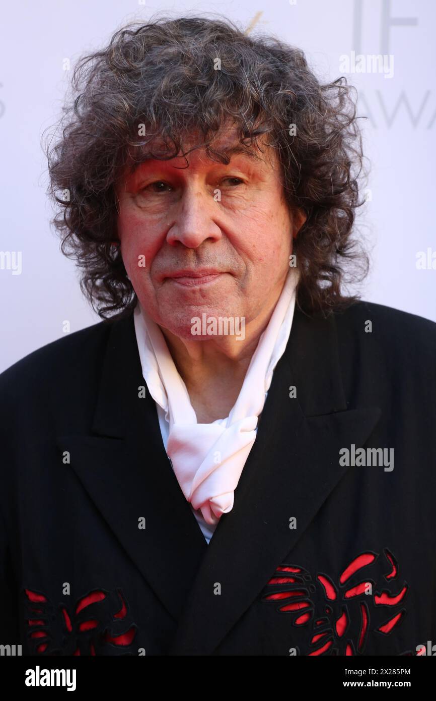 Dublin, Ireland. 20th April 2024.  Actor Stephen Rea, recieving  the Lifetime Achievement Award, arriving on the red carpet at the Irish Film and Television Awards (IFTA), Dublin Royal Convention Centre. Credit: Doreen Kennedy/Alamy Live News. Stock Photo