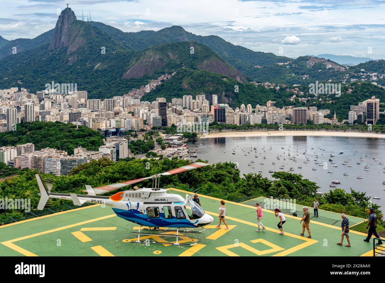 Tourists/Visitors Boarding A Helicopter For A Sightseeing Trip, Rio de ...