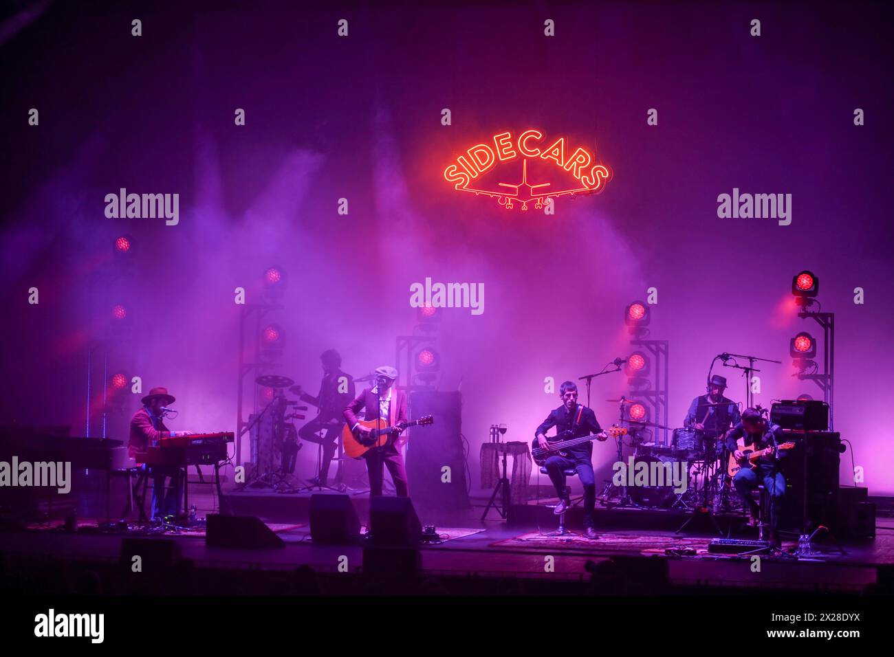 Gijón, Spain, April 20th, 2024: The group Sidecars performing during the Sidecars Concert in the Airplane Mode Theater Tour, on April 20, 2024, at the Teatro de La Laboral, in Gijón, Spain. Credit: Alberto Brevers / Alamy Live News. Stock Photo