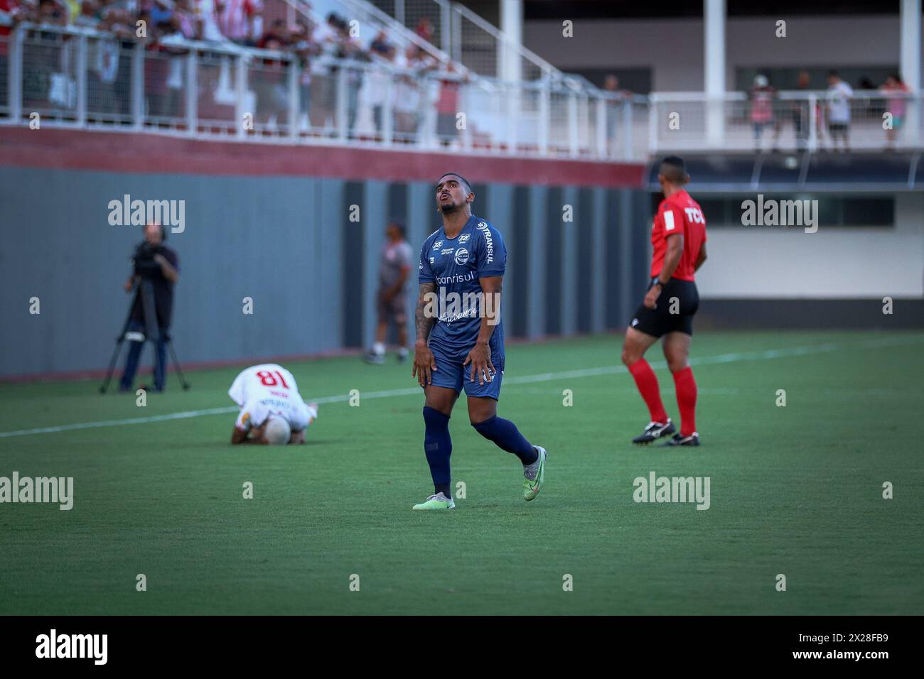 Tombos, Brazil. 20th Apr, 2024. SP - TOMBOS - 04/20/2024 - BRAZILIAN C 2024, TOMBENSE x SAO JOSE - Matheuzinho, a Sao Jose player, laments during the match against Tombense at the Antonio Guimaraes de Almeida stadium for the Brazilian C 2024 championship. Photo: Hugo Lopes/AGIF Credit: AGIF/Alamy Live News Stock Photo