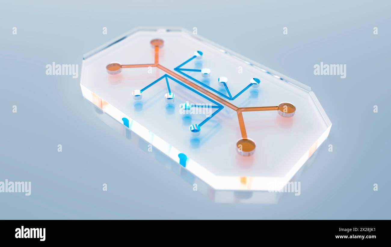 Microfluidic device, illustration Stock Photo