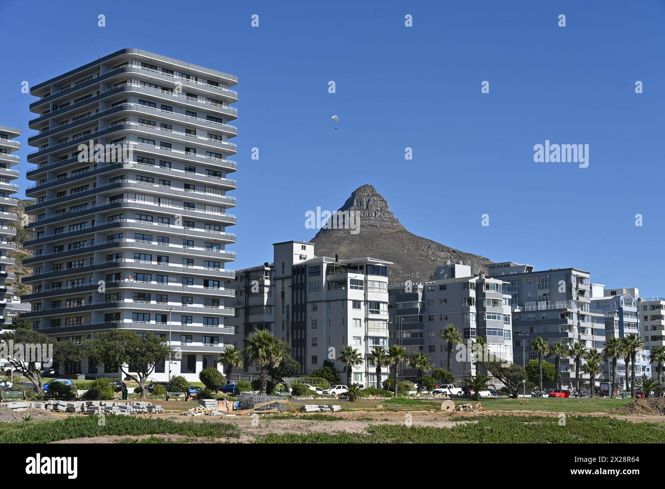 View of the luxury houses in Sea Point waterfront, an affluent neighbourhood between Signal Hill and the Atlantic Ocean in Cape Town, South Africa Stock Photo