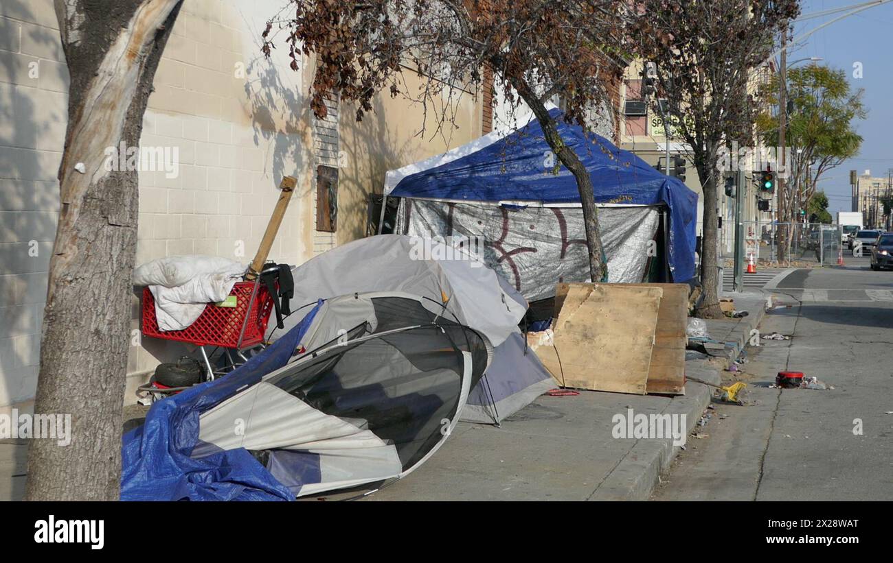 Los Angeles, California, USA 19th April 2024 Homeless Tents Camps on ...