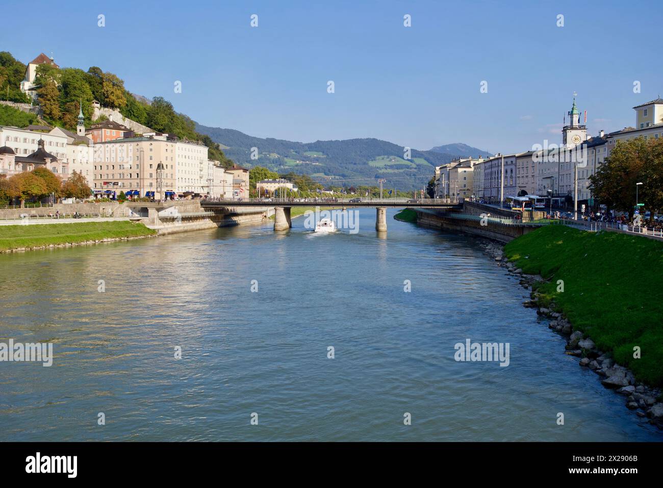 Salzach River, Salzburg, Austria. Stock Photo