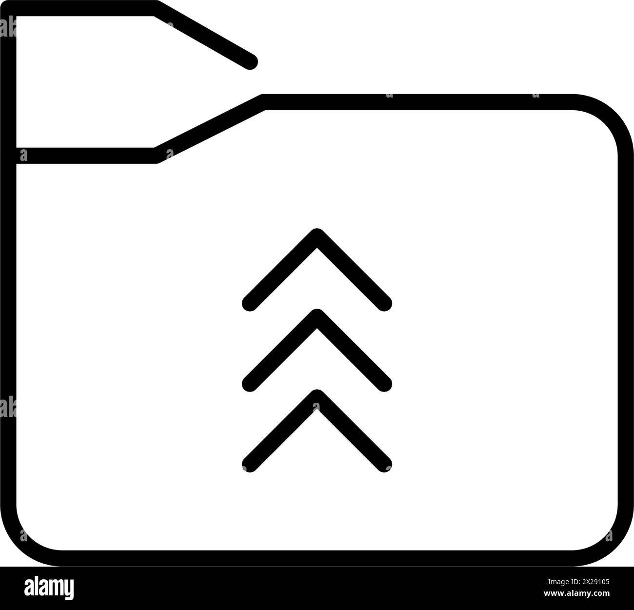 File folder with arrows up. Seamless cloud integration, data transfer and synchronization. Editable vector icon Stock Vector