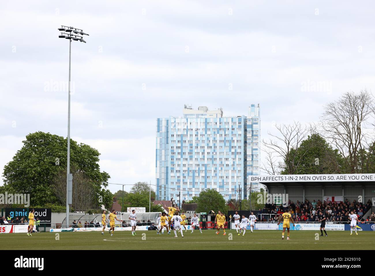 Chaucer House flat complex is seen from Gander Green Lane home of