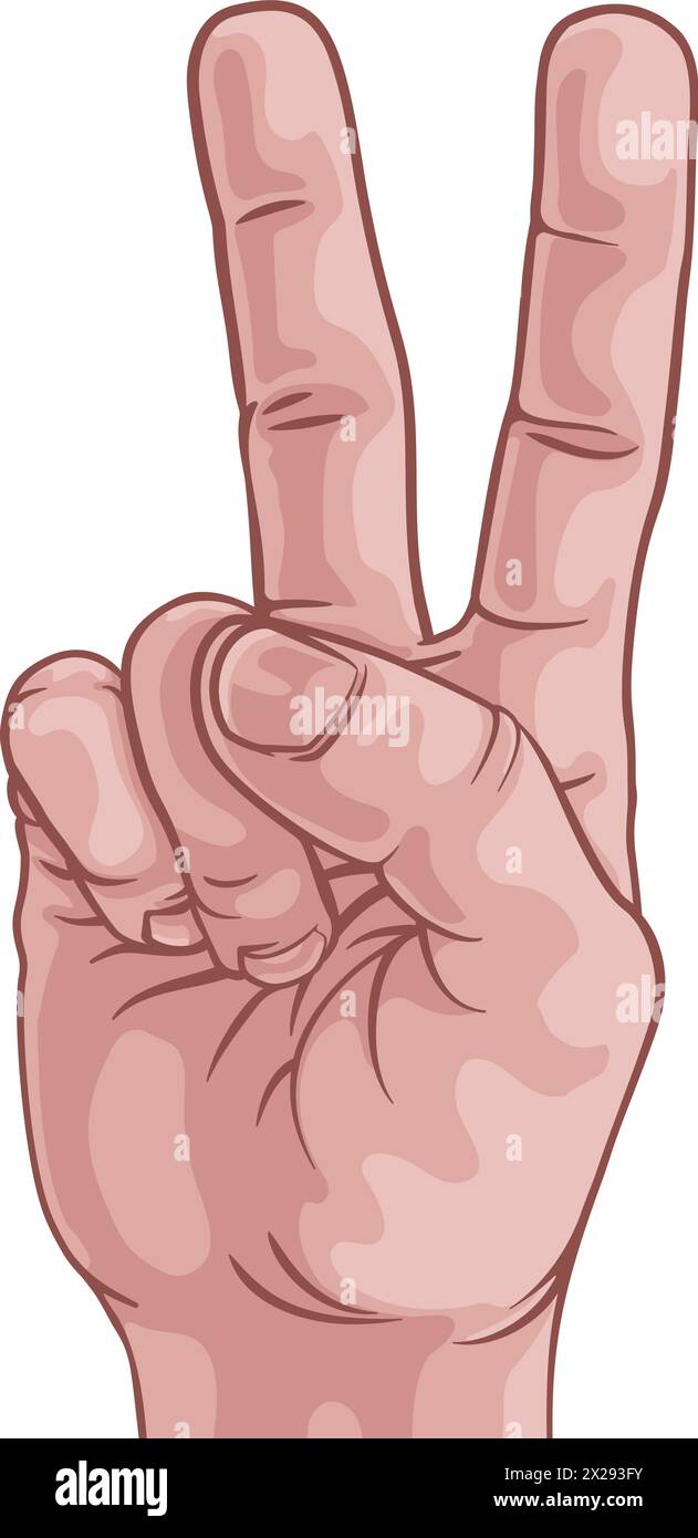 Hand in a Peace or V for Victory Sign Stock Vector