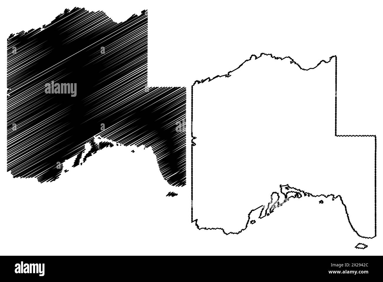 Thunder Bay District (Canada, Ontario Province, North America) map vector illustration, scribble sketch Thunder Bay map Stock Vector