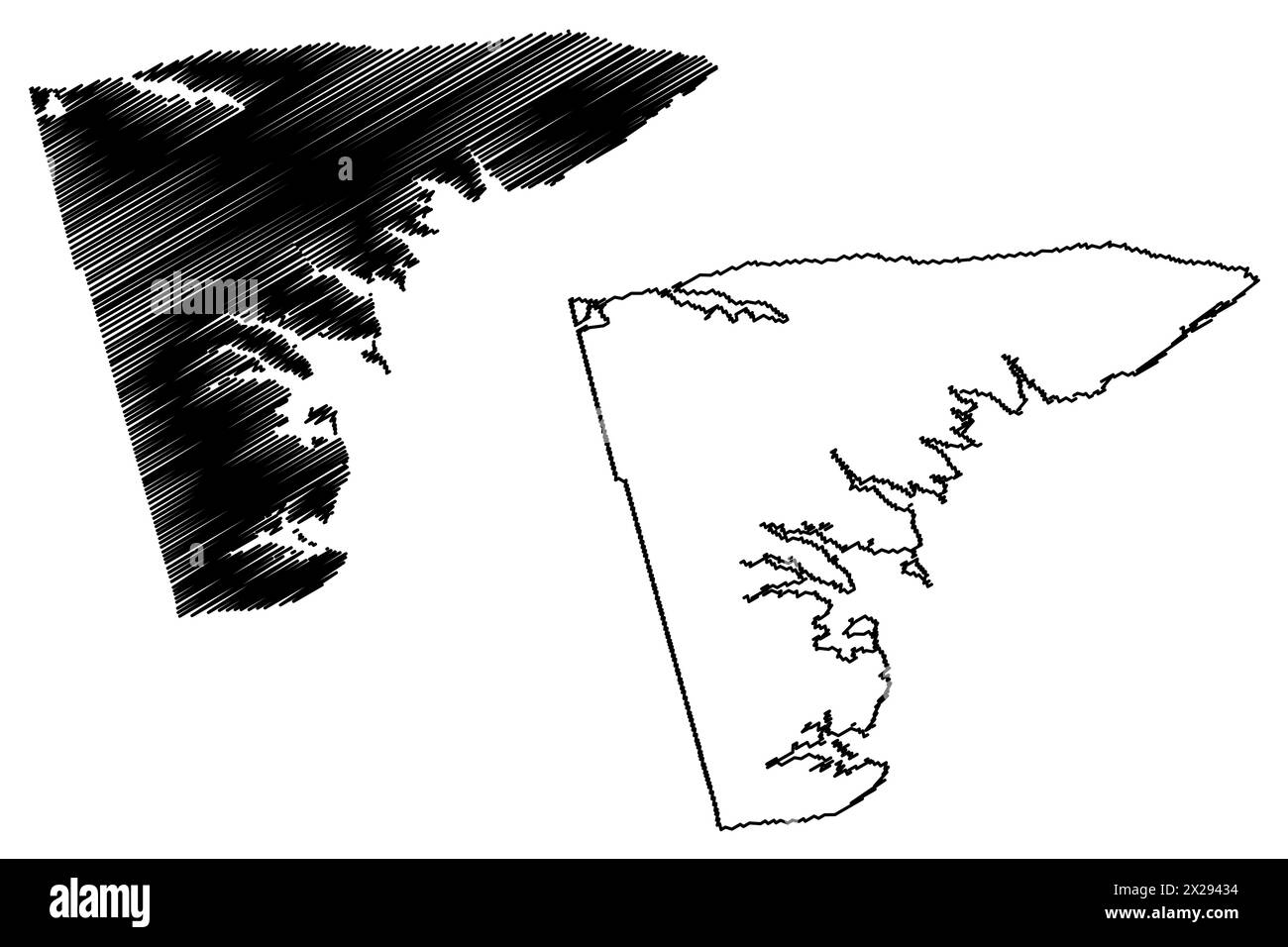 Kings County (Canada, Prince Edward Island Province, North America) map vector illustration, scribble sketch Comté de Kings map Stock Vector