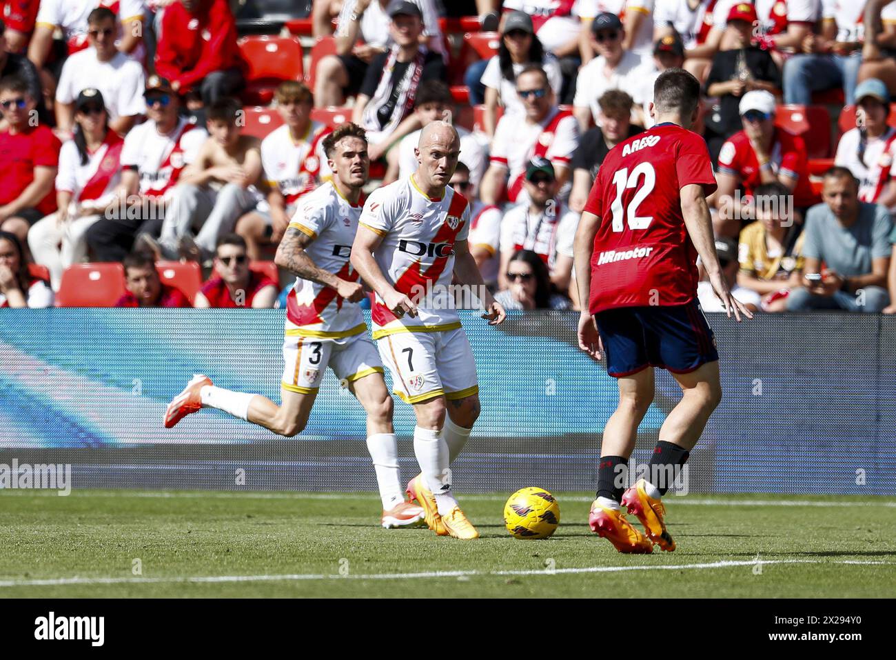 Isi Palazon of Rayo Vallecano during the Spanish championship La Liga football match between Rayo Vallecano and CA Osasuna on April 20, 2024 at Estadio de Vallecas in Madrid, Spain Stock Photo