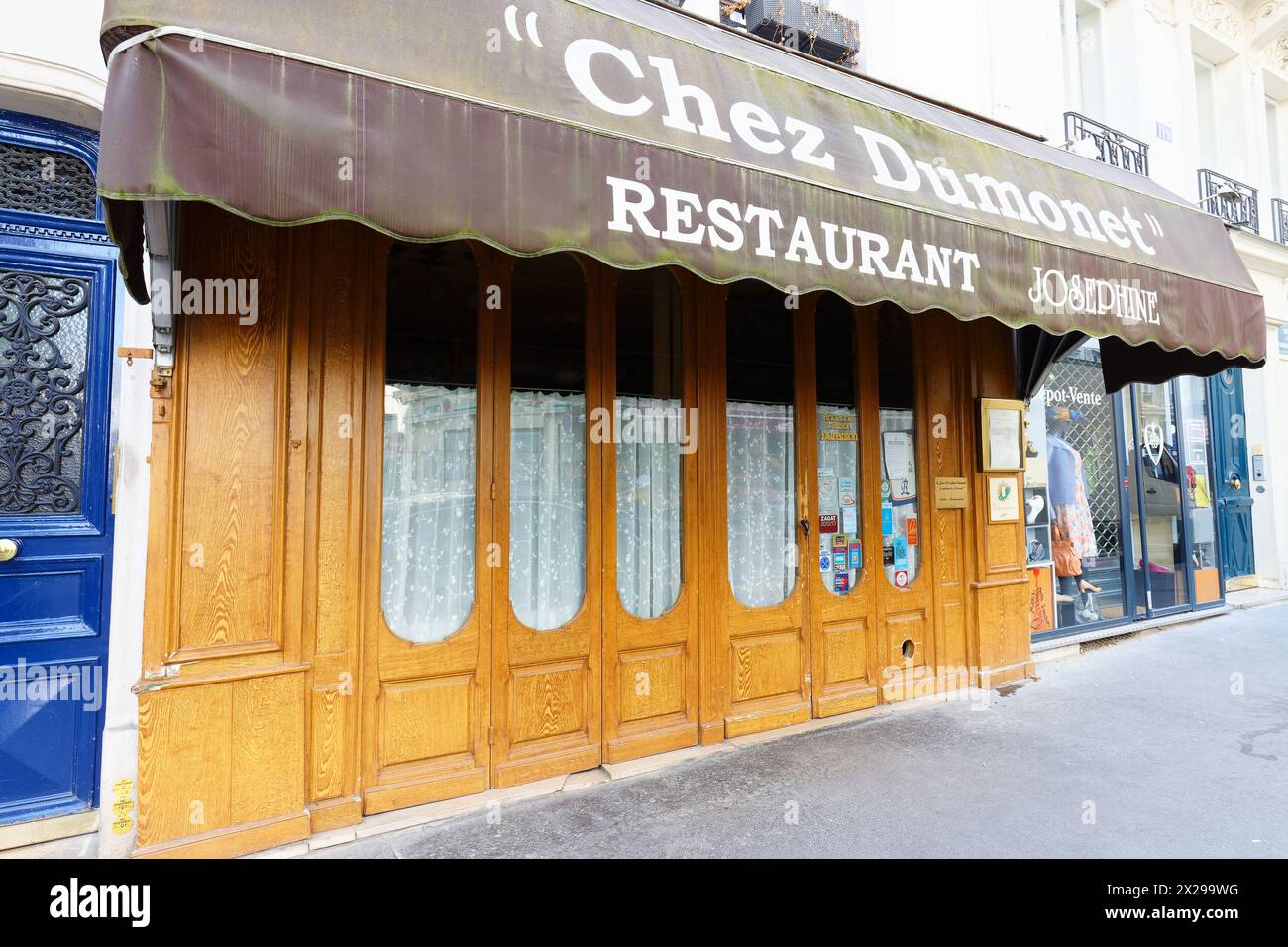 Paris, France-April 13, 2024 : Restaurant Josephine Chez Dumonet is an iconic Parisian brasserie located in the 6th district. For more than 100 years, Stock Photo