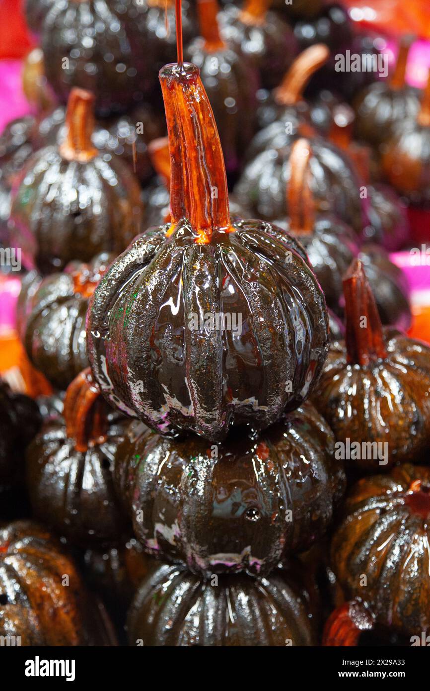 Syrup over Sweet Calabaza at Jamaica Market in mexico City, Mexico Stock Photo