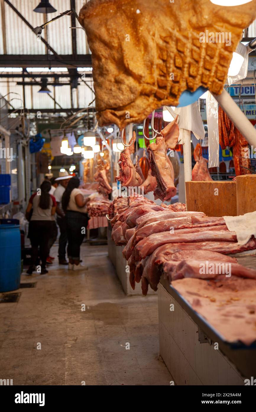 Butcher at Jamaica Market in Mexico City, Mexico Stock Photo