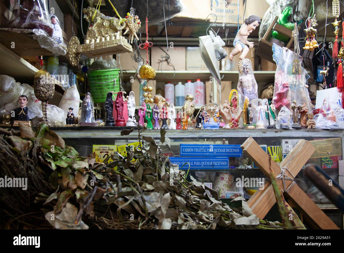 Healer Herbalist at Jamaica Market in Mexico City, Mexico Stock Photo