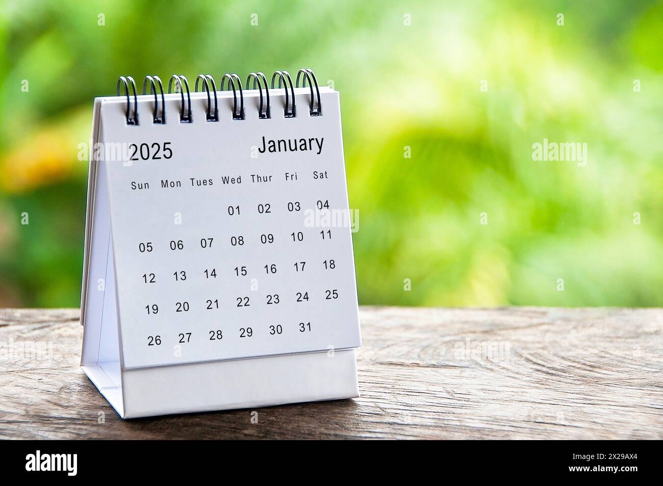 January 2024 white table calendar with customizable space for text ...