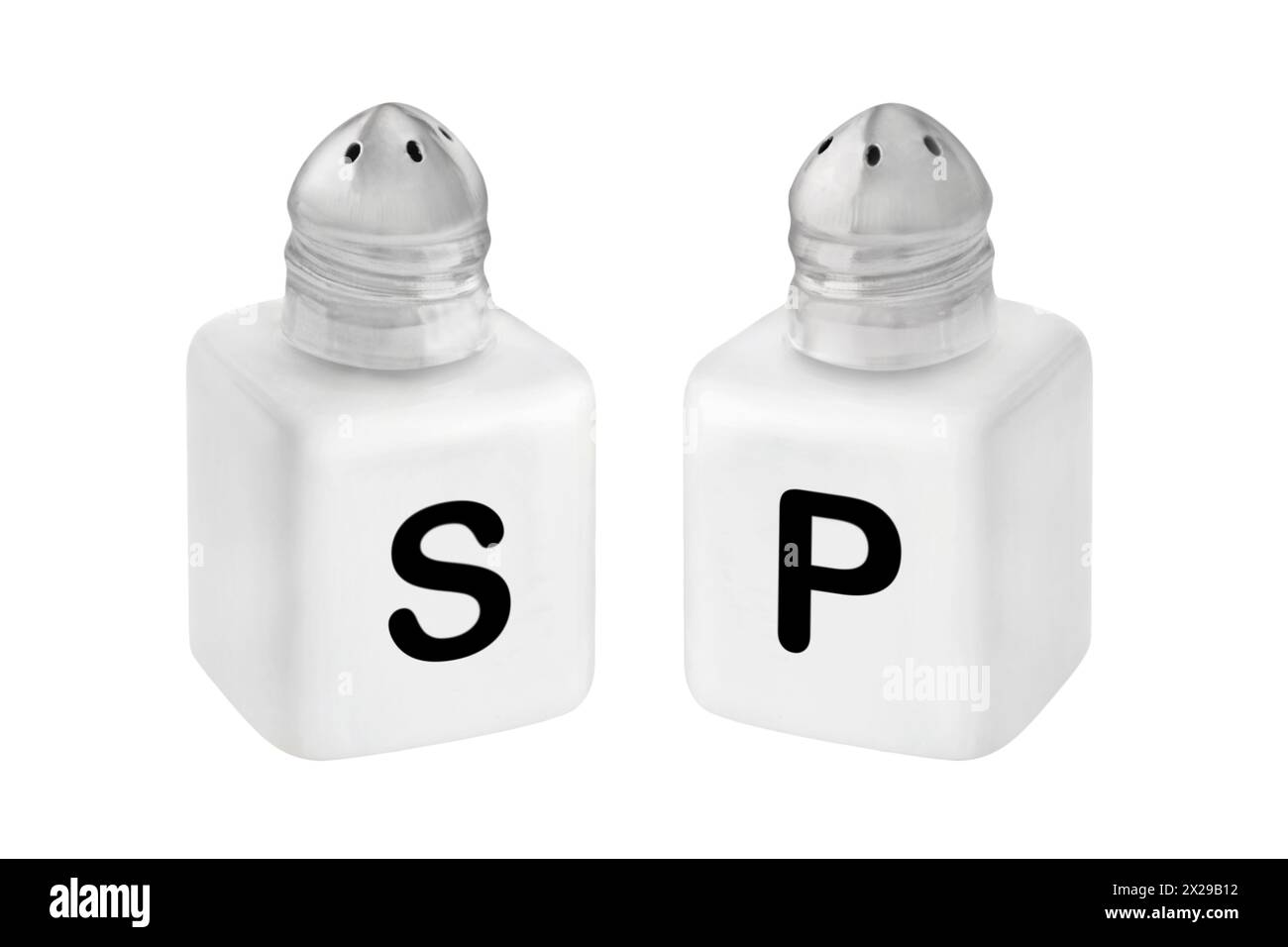 Salt and Pepper Shaker isolated on white background Stock Photo