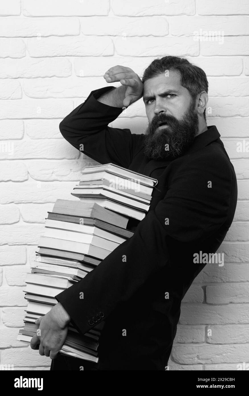 Middle aged male college professor Black and White S…