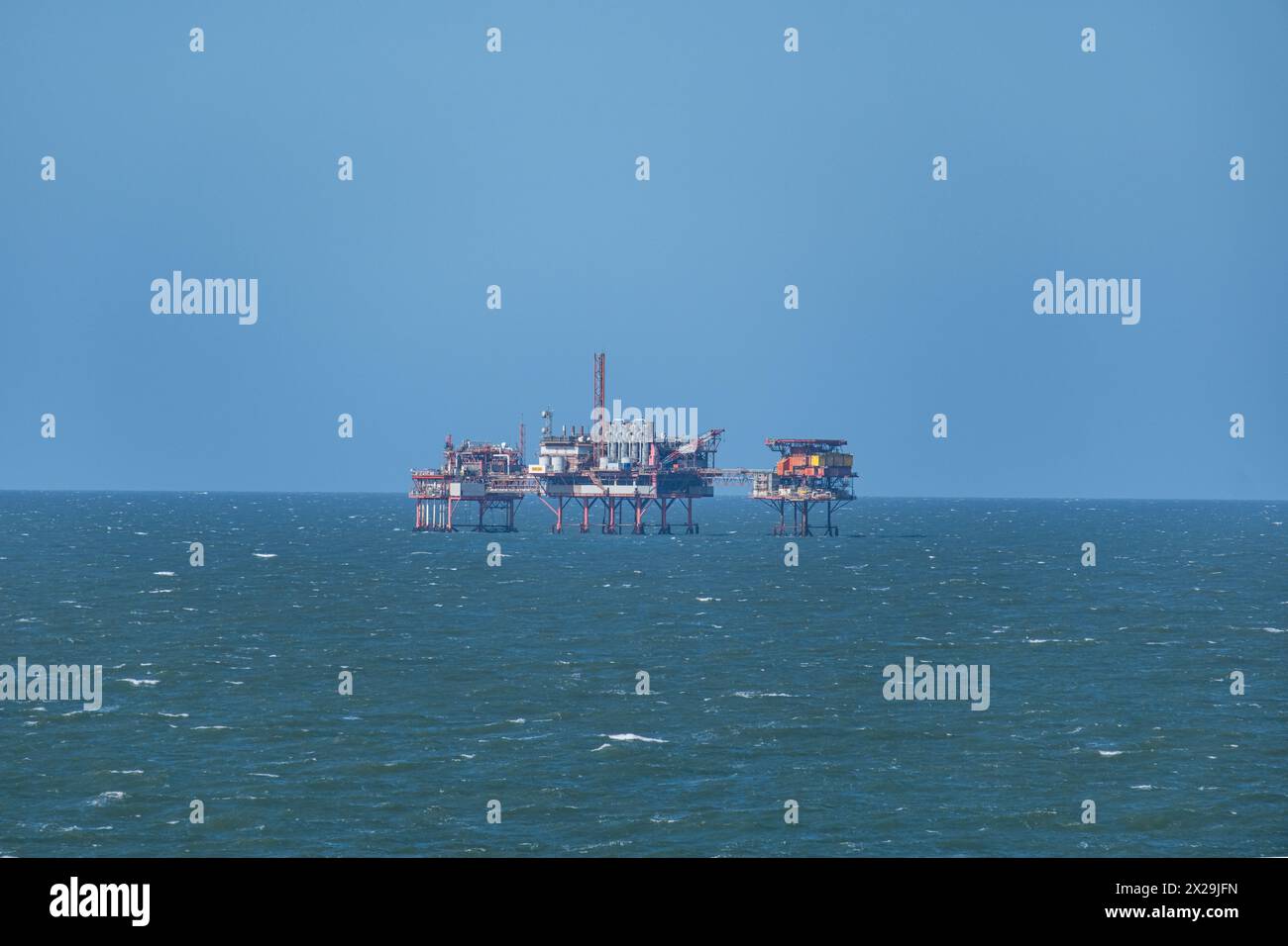 Off shore oil or gas drilling rig in the north sea Stock Photo