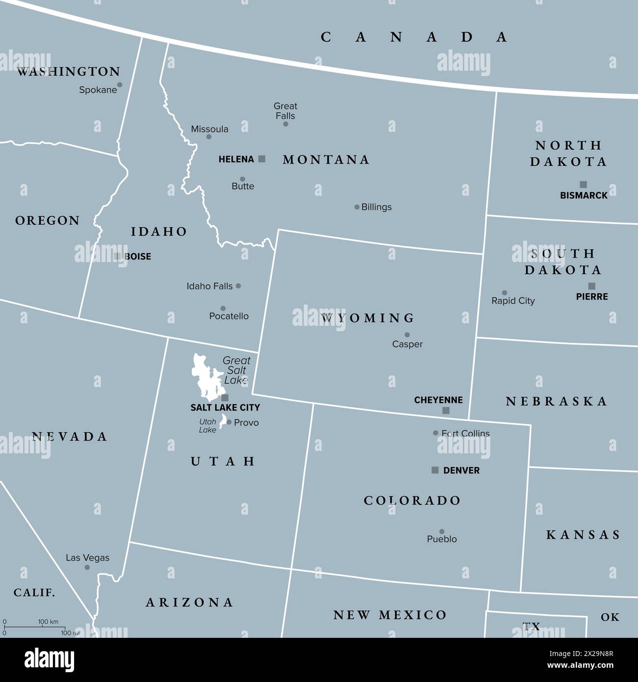 Great divide map usa hi res stock - Rocky Mountain Region Of The United States Gray Political Map Rocky Mountains Rockies For Short Divide Western United States From The Great Plains 2X29N8R maps of the rocky mountains