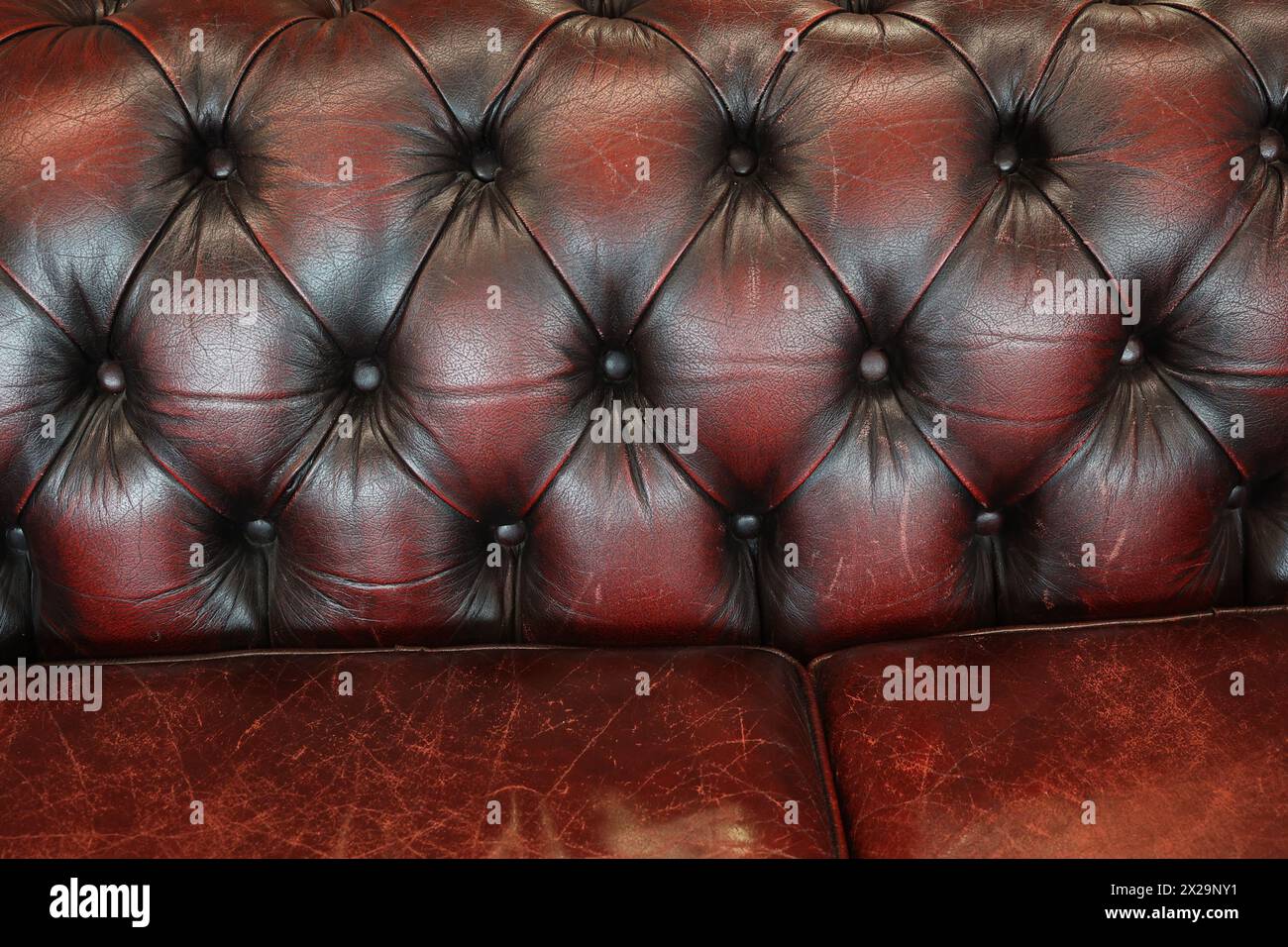 Fragment of an old leather sofa. Stock Photo