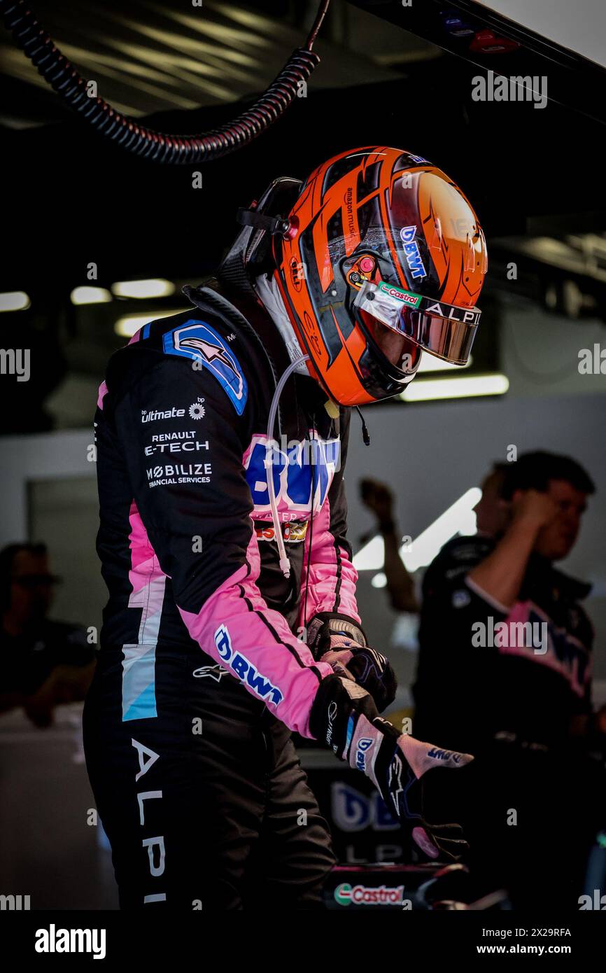 OCON Esteban (fra), Alpine F1 Team A524, portrait during the Formula 1 Lenovo Chinese Grand Prix 2024, 5th round of the 2024 Formula One World Championship from April 19 to 21, 2024 on the Shanghai International Circuit, in Shanghai, China Stock Photo