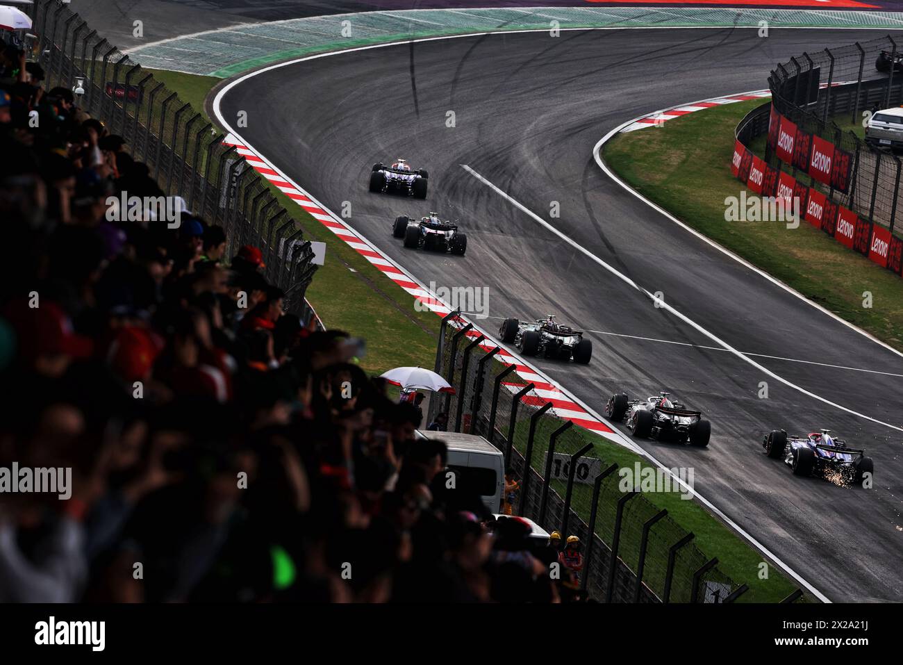 Shanghai, China. 21st Apr, 2024. Kevin Magnussen (DEN) Haas VF-24 and Logan Sargeant (USA) Williams Racing FW46. Formula 1 World Championship, Rd 5, Chinese Grand Prix, Sunday 21st April 2024. Shanghai, China. Credit: James Moy/Alamy Live News Stock Photo