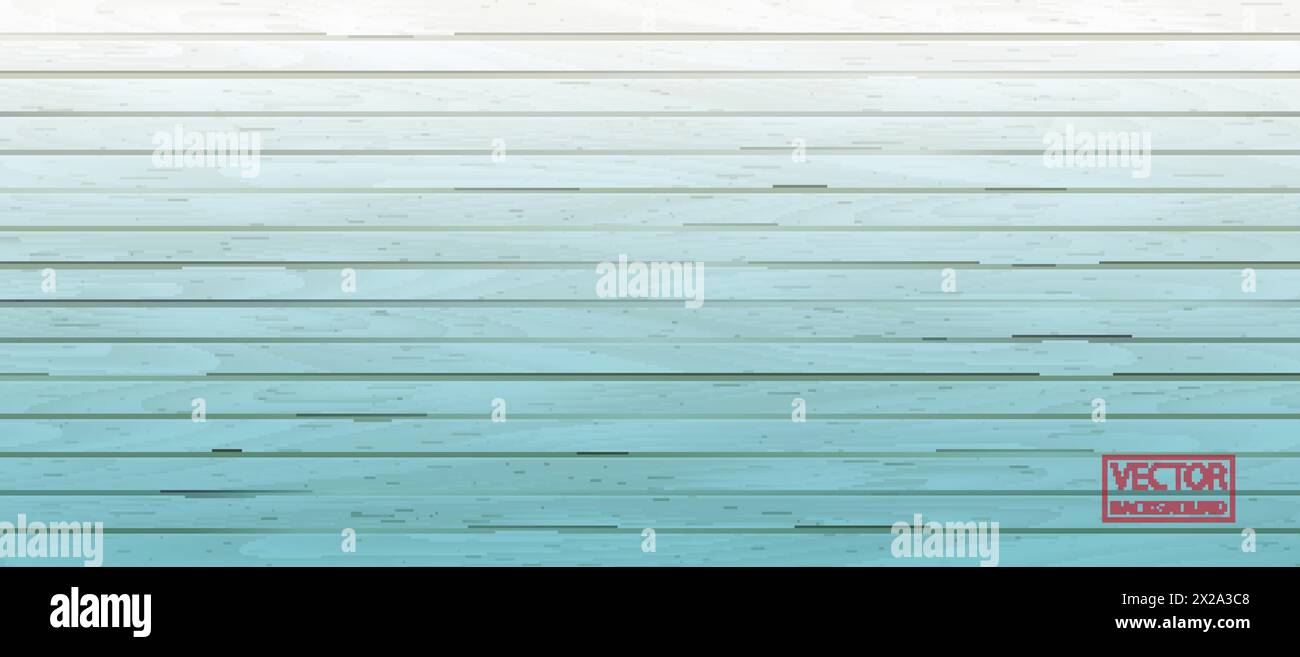 Blue wood header on vector vintage background. Old wall wooden vintage floor. Wooden board texture. Horizontal backdrop. Banner design. Nature backgro Stock Vector