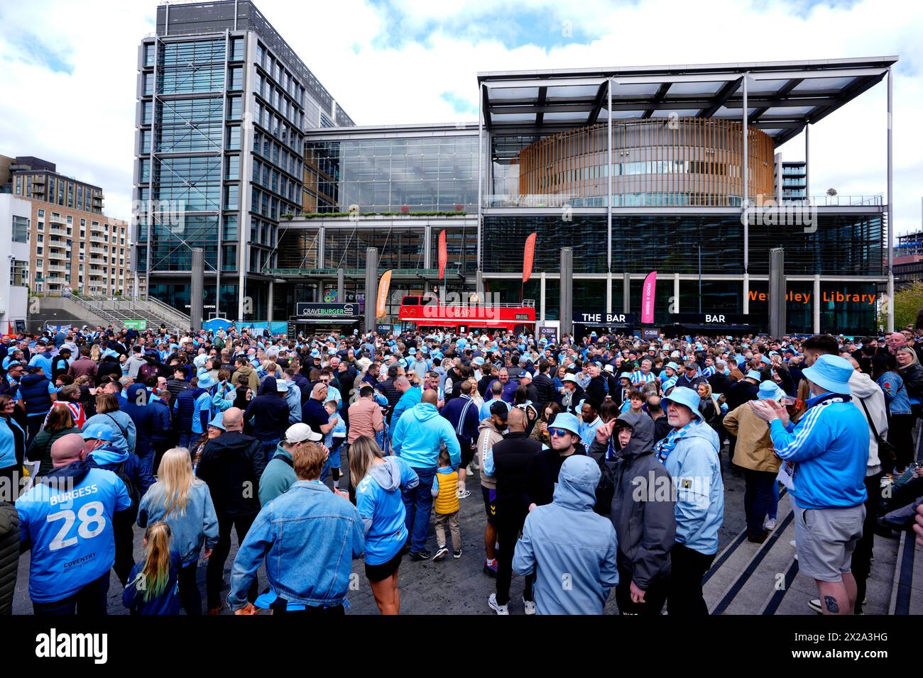 Coventry City fans in a fan zone ahead of the Emirates FA Cup semi ...