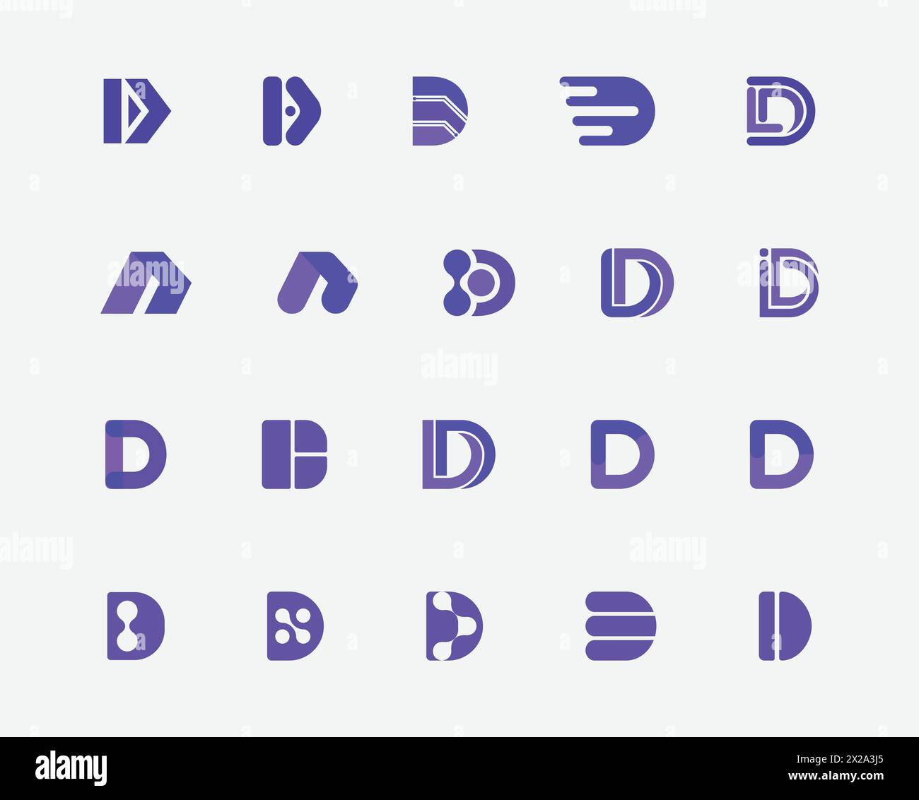 Set of Letter D shape Logo D Technological Logo Design Set Letter D