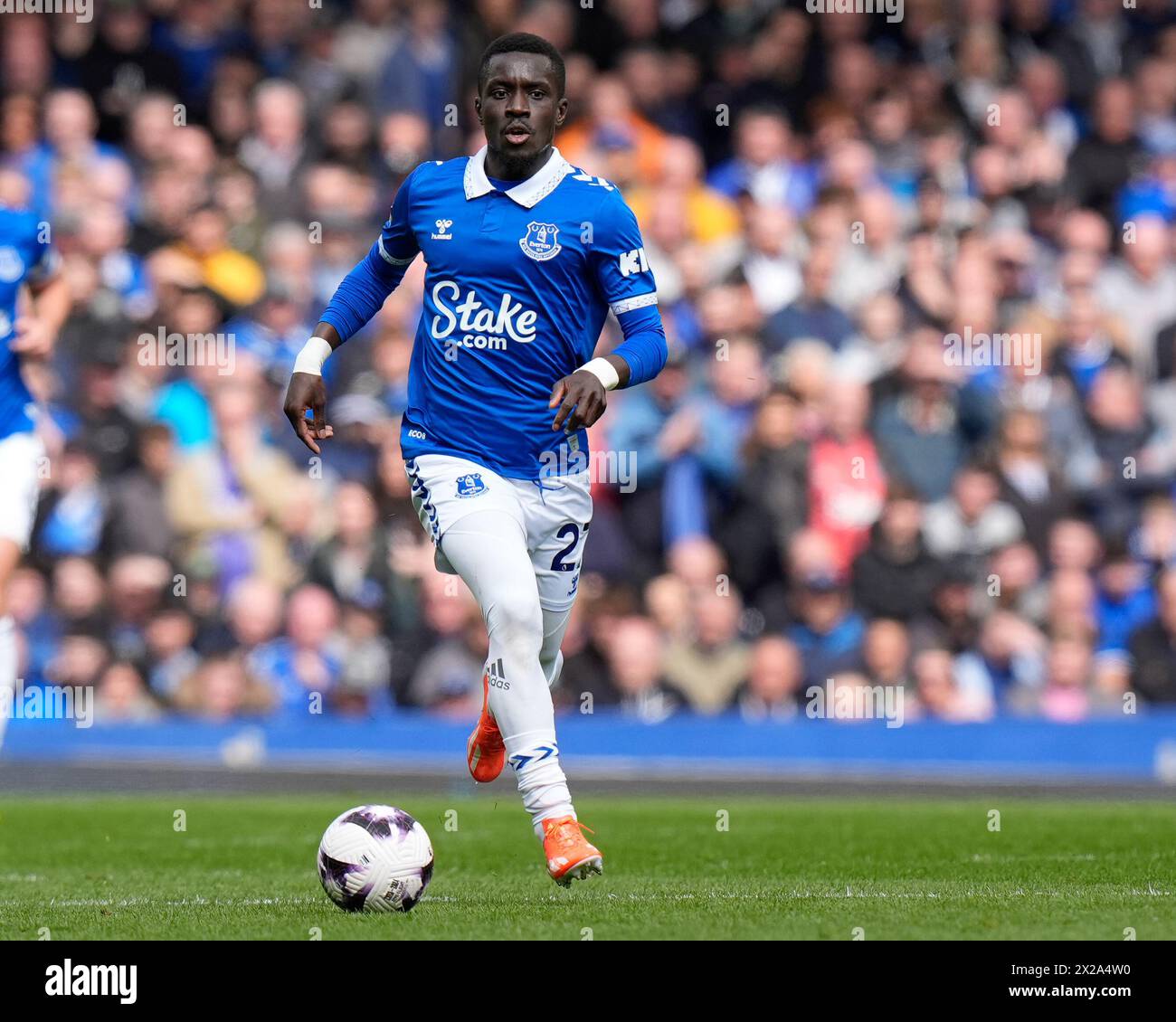 Idrissa Gueye of Everton during the Premier League match Everton vs Nottingham Forest at Goodison Park, Liverpool, United Kingdom, 21st April 2024  (Photo by Steve Flynn/News Images) Stock Photo