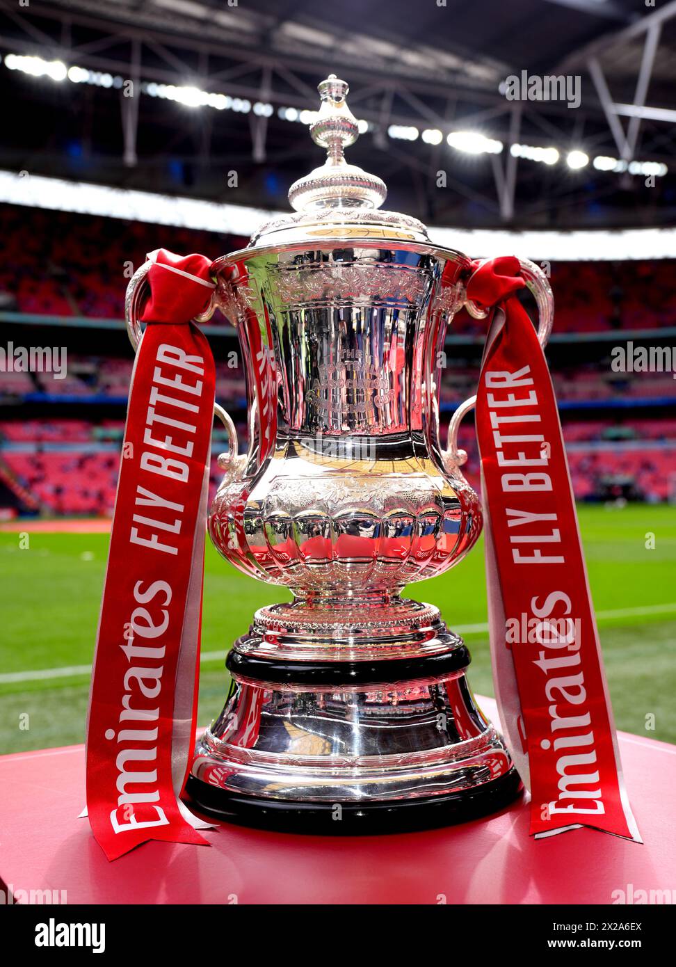 A General View Of The Emirates FA Cup Trophy On Display Ahead Of The A General View Of The Emirates FA Cup Trophy On Display Ahead Of The