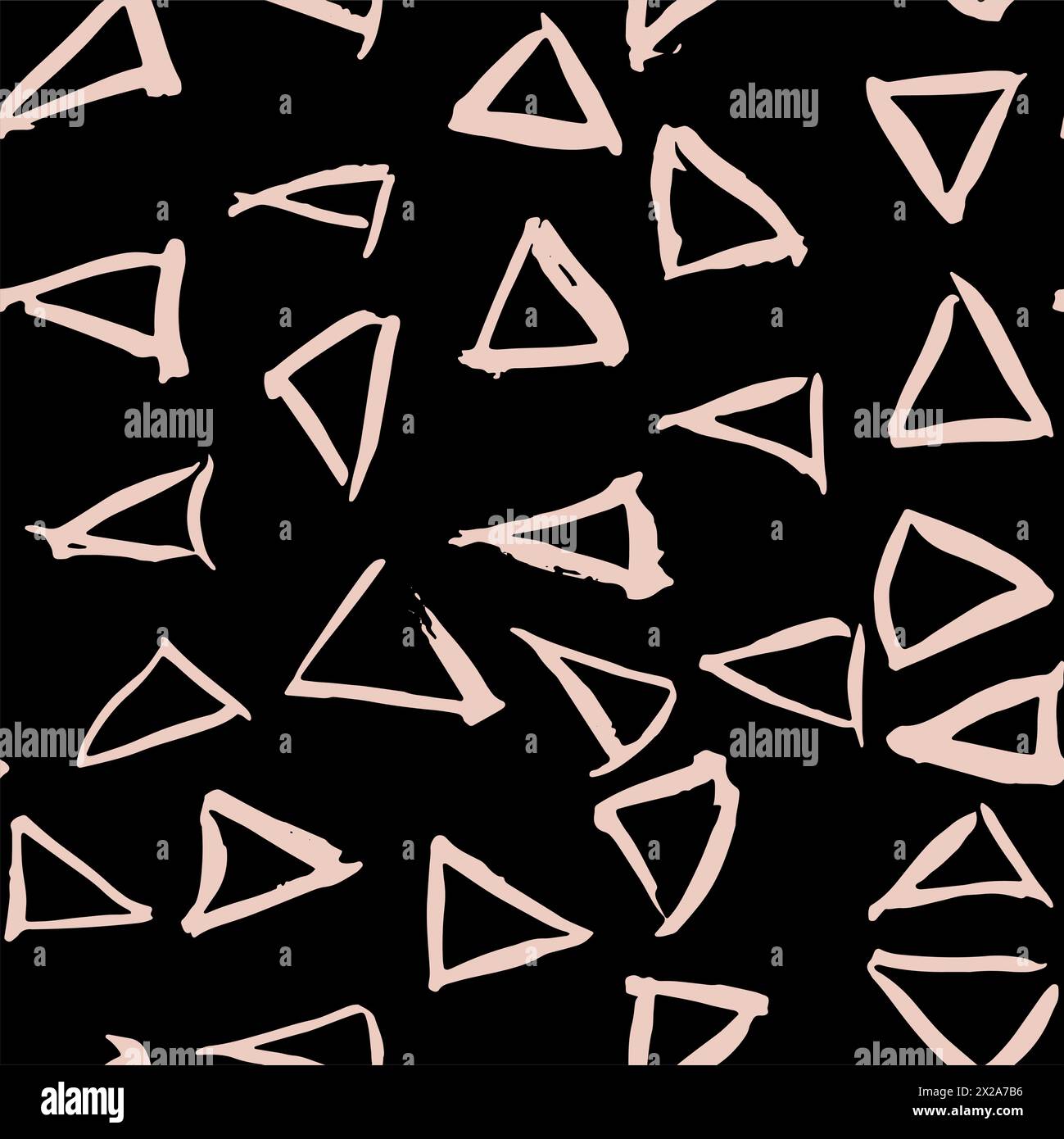 Vector monochrome seamless pattern with triangles. Mark making inspiration Stock Vector