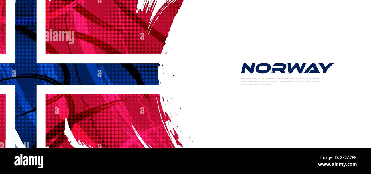 Norway Flag in Brush Paint Style with Halftone Effect. Norway National ...