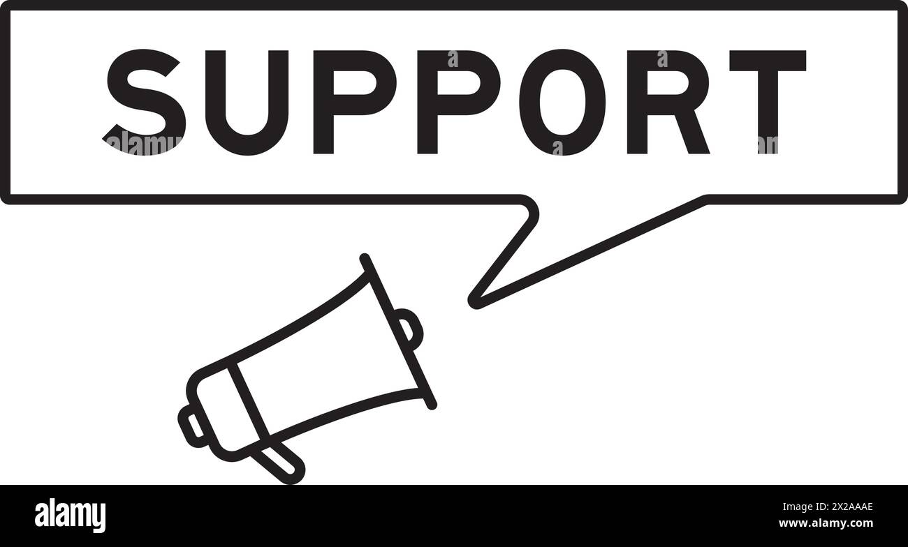 Megaphone icon with speech bubble in word support on white background Stock Vector