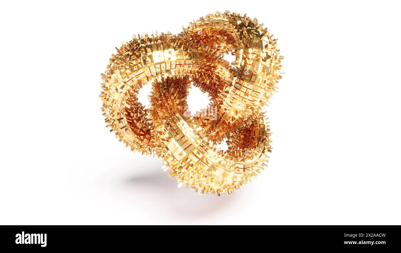 Gold knot infinity endless rotate on white back 3d render Stock Photo ...