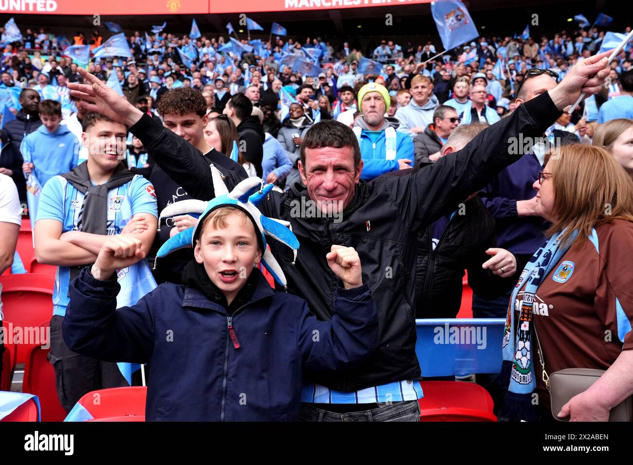 Coventry City fans in the stands ahead of the Emirates FA Cup semi ...