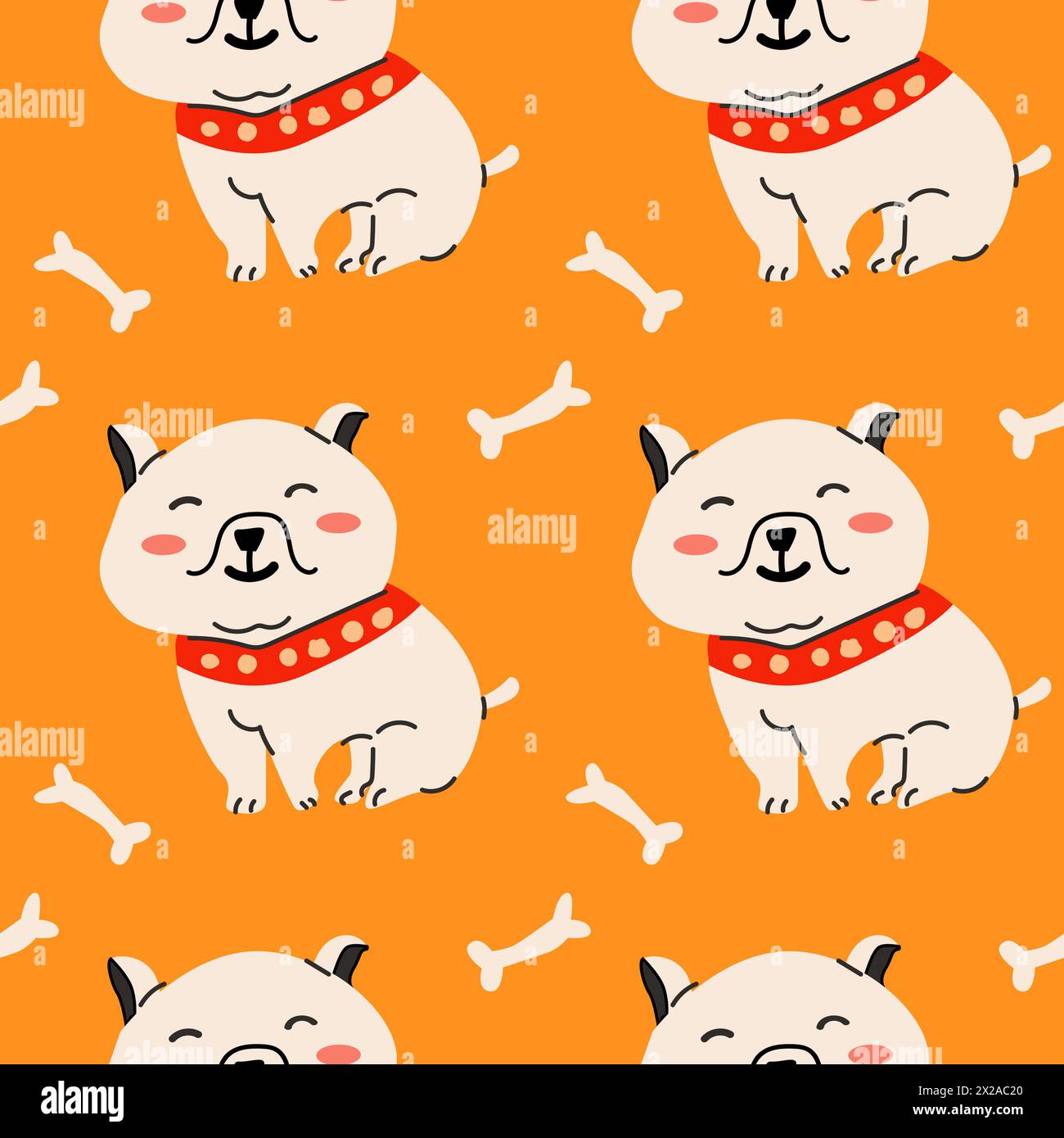 Seamless pattern with dog and supplies, vector illustration Stock Vector