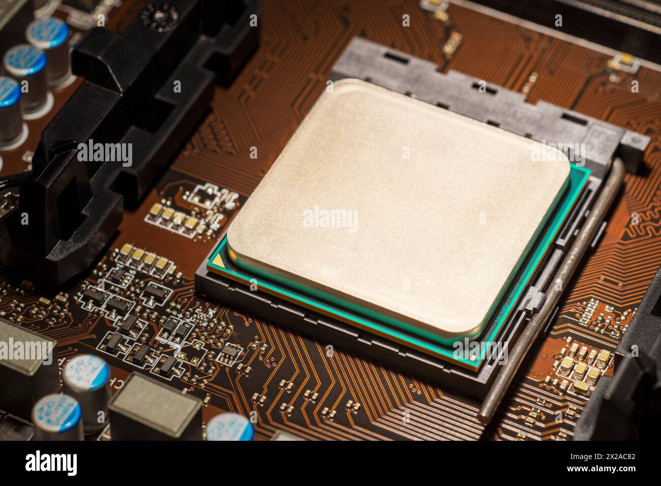Main Chip Of The Computer. CPU. Central Processing Unit Stock Photo