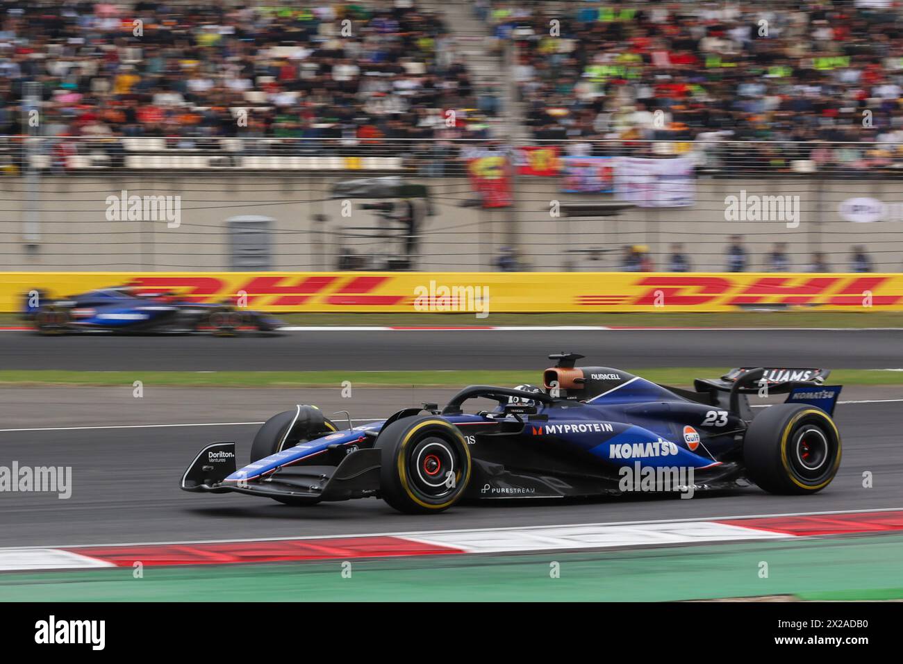 Shanghai, China. 21st Apr, 2024. Williams' Thai driver Alexander Albon competes during the Chinese Formula One Grand Prix race at the Shanghai International Circuit in Shanghai, China, on April 21, 2024. Credit: Wang Xiang/Xinhua/Alamy Live News Stock Photo