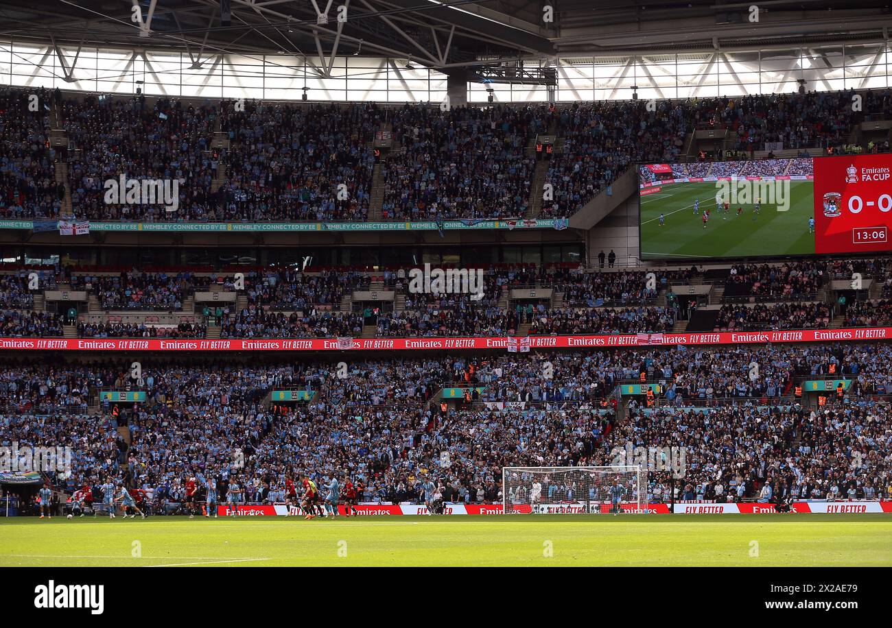 Coventry City fans during the Emirates FA Cup semi-final match at Wembley Stadium, London. Picture date: Sunday April 21, 2024. Stock Photo