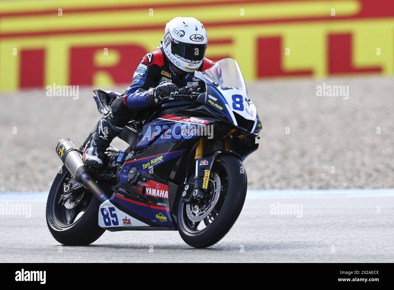 ASSEN - Tan Smits (NED) on his Yamaha in the second Supersport race during the World Superbike race at the TT Circuit Assen. ANP VINCENT JANNINK Stock Photo