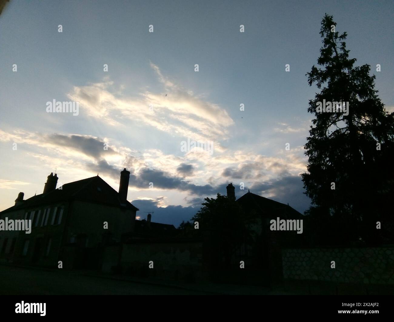 Coucher du soleil dans l'Yonne, France Stock Photo