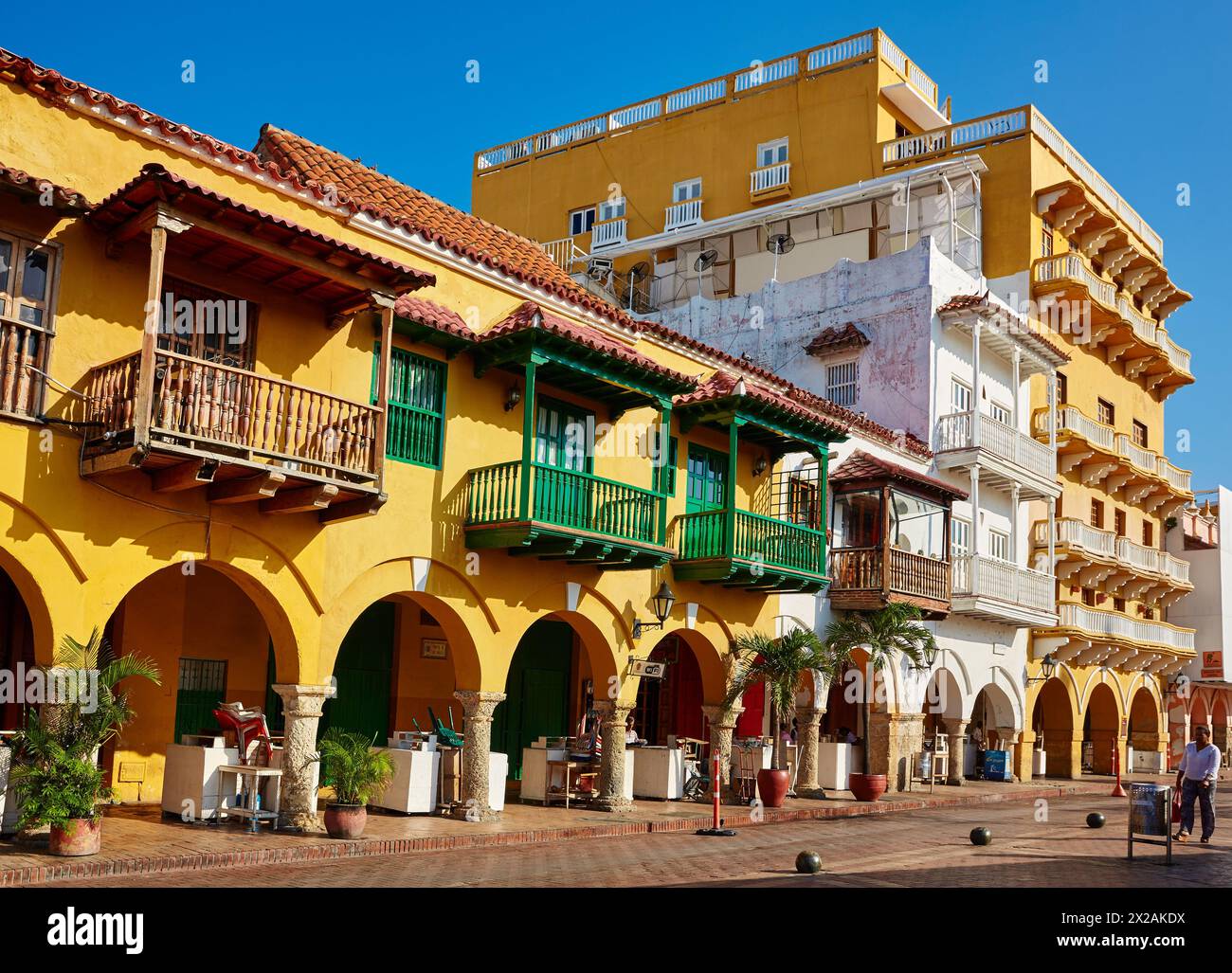 Plaza de Los Coches, Cartagena de Indias, Bolivar, Colombia, South America Stock Photo