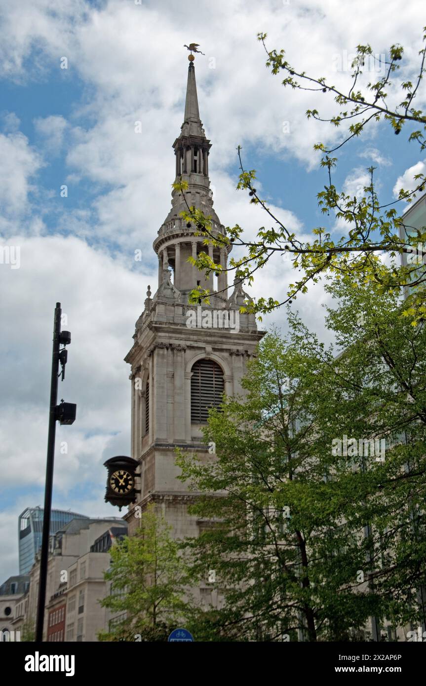 The Church of St Mary-le-Bow is a Church of England parish church in the City of London, England. Located on Cheapside, one of the city's oldest roads. Stock Photo