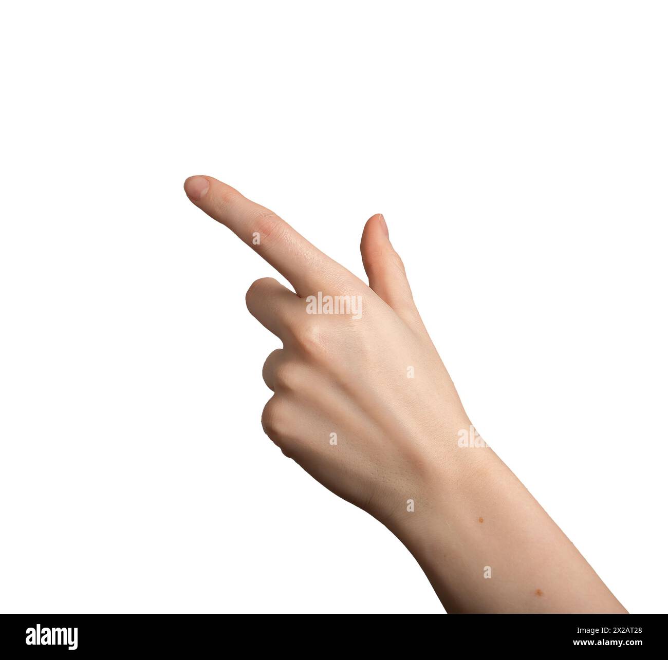 finger indicating aside, hand gesture isolated on white background ...