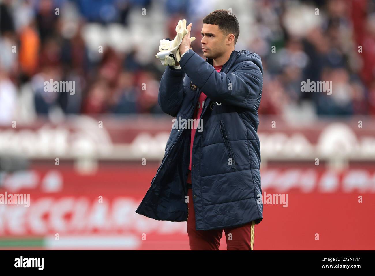 Turin, Italy. 21st Apr, 2024. Luca Gemello of Torino FC applauds the fans following the final whistle as the team is booed off the field of play following the 0-0 draw in the Serie A match at Stadio Grande Torino, Turin. Picture credit should read: Jonathan Moscrop/Sportimage Credit: Sportimage Ltd/Alamy Live News Stock Photo