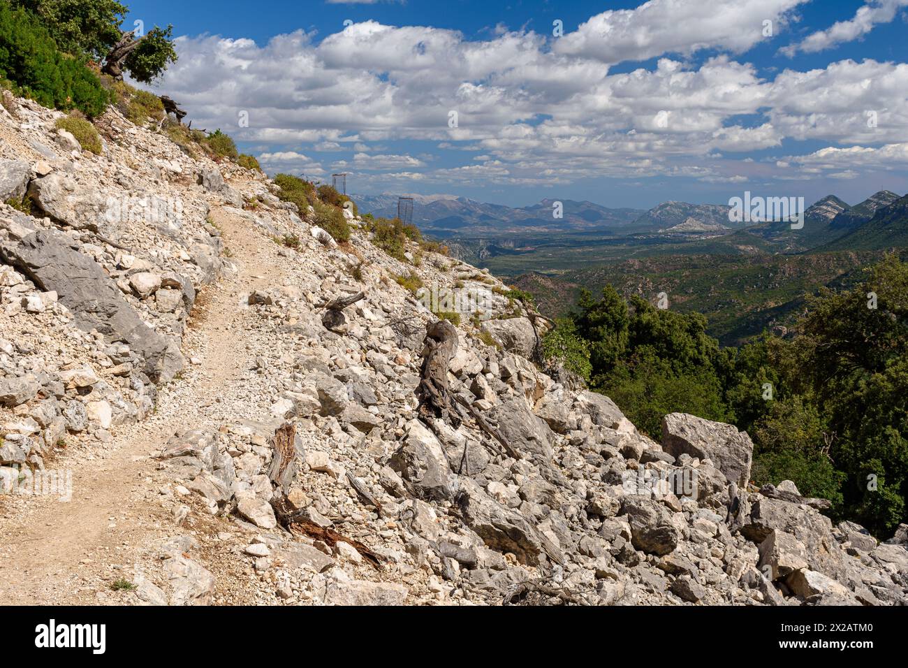 Mountain landscape in the Supramonte of Urzulei near the Ghenna Silana pass in east Sardinia Stock Photo