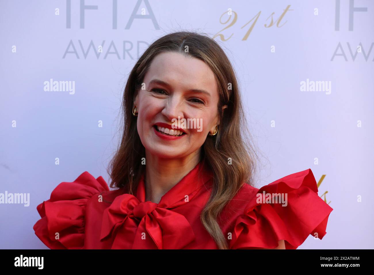 Dublin, Ireland. 20th April 2024.  Catherine Walker arriving on the red carpet at the Irish Film and Television Awards (IFTA), Dublin Royal Convention Centre. Credit: Doreen Kennedy/Alamy Live News. Stock Photo