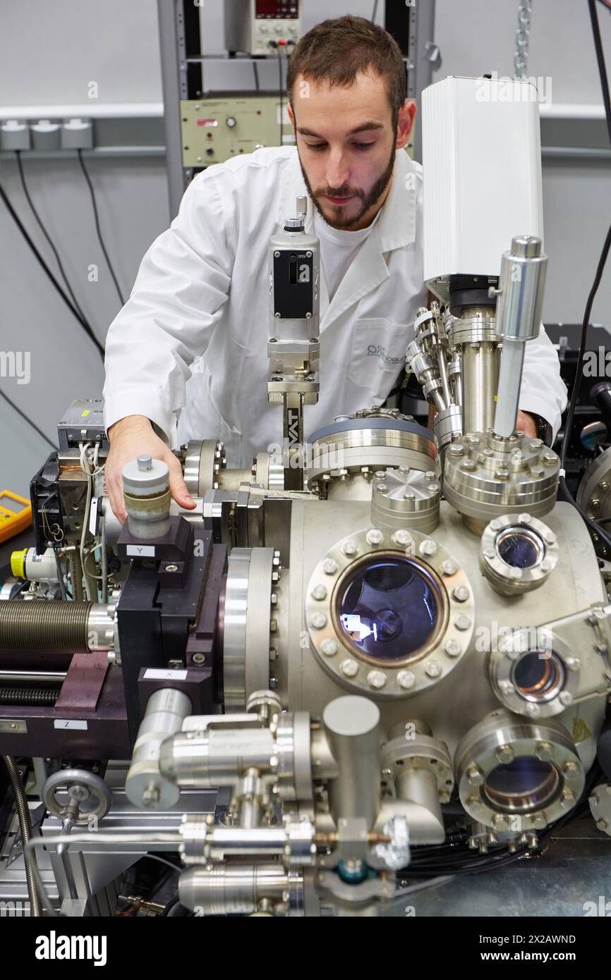 Research to studying the laws of magnetism, optics, and electronics at the scale of atoms and molecules. Low-temperature Scanning-Probe Microscopy to Stock Photo