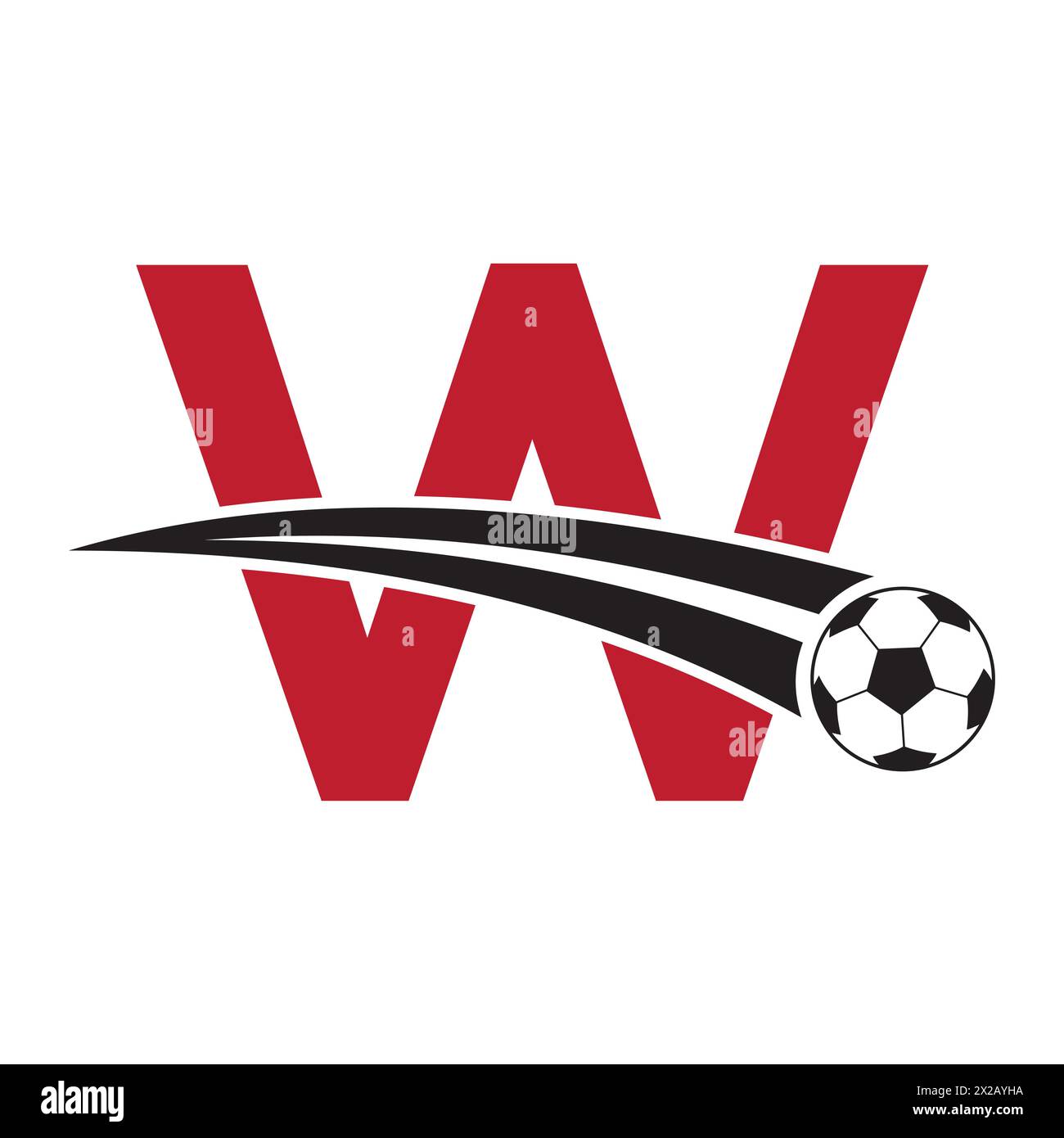 Football Logo On Letter W Concept With Moving Football Symbol. Soccer ...